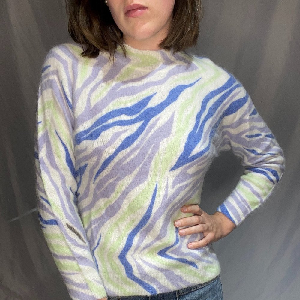 Bartolini Italian Mohair Zebra Print Sweater